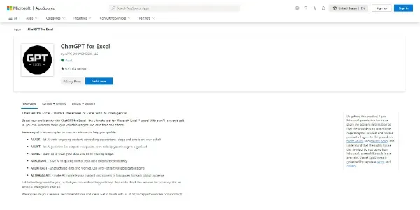 ChatGPT for Excel